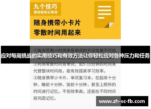 应对每周挑战的实用技巧和有效方法让你轻松应对各种压力和任务